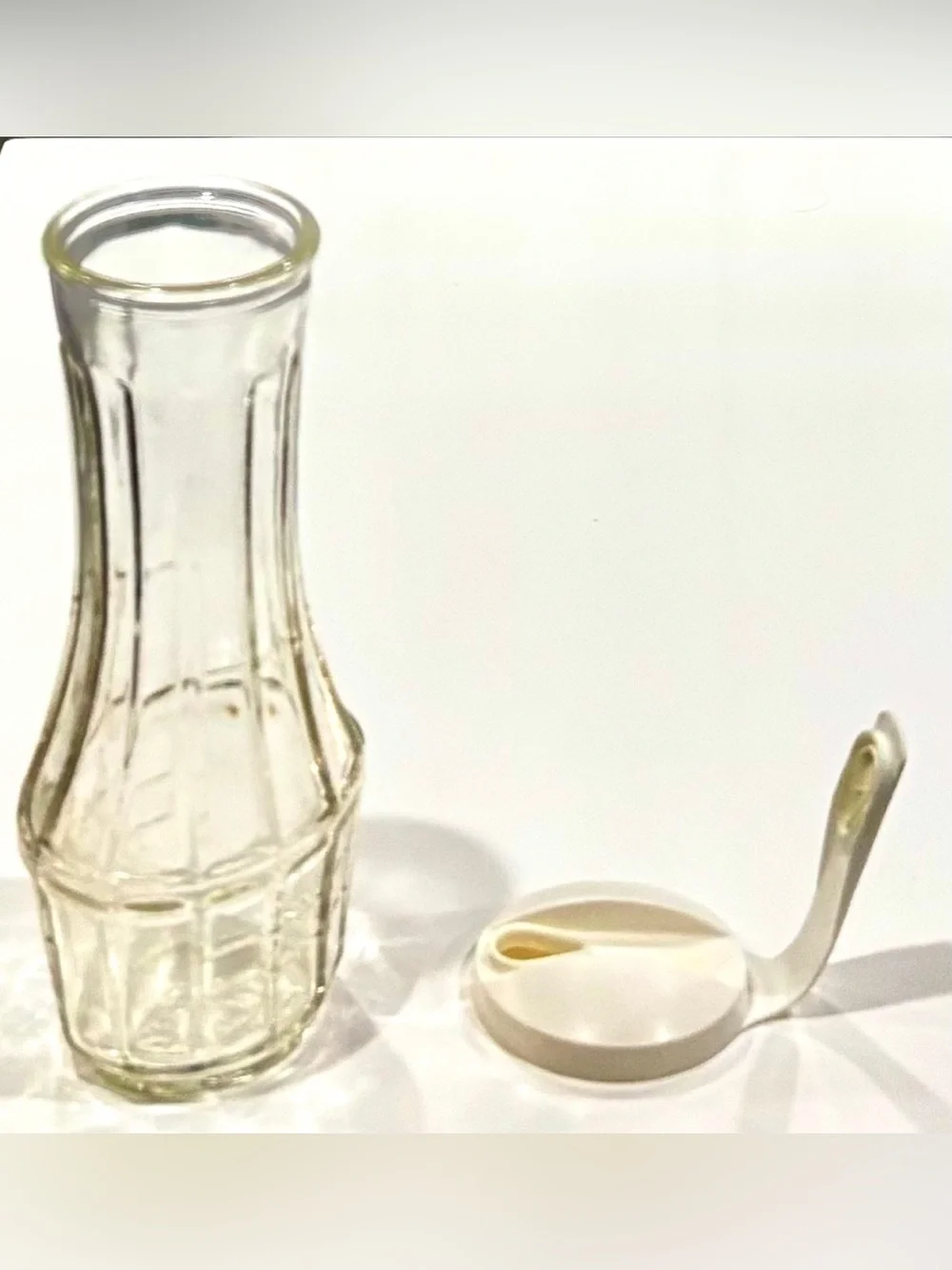 Vintage Good Seasons Glass Salad Dressing Cruet Shaker Bottle & White Snap Lid